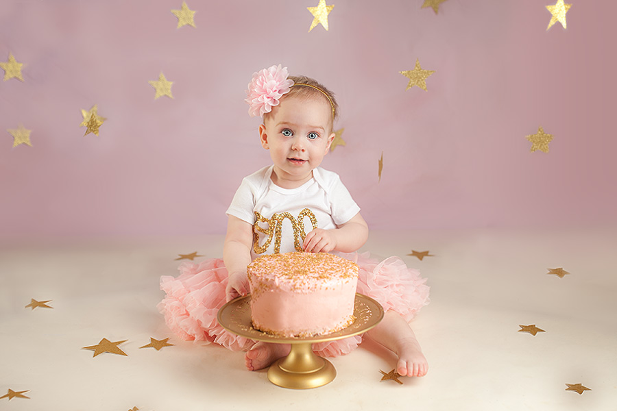 Cake Smash in Saint John for a baby girl in a pink tutu