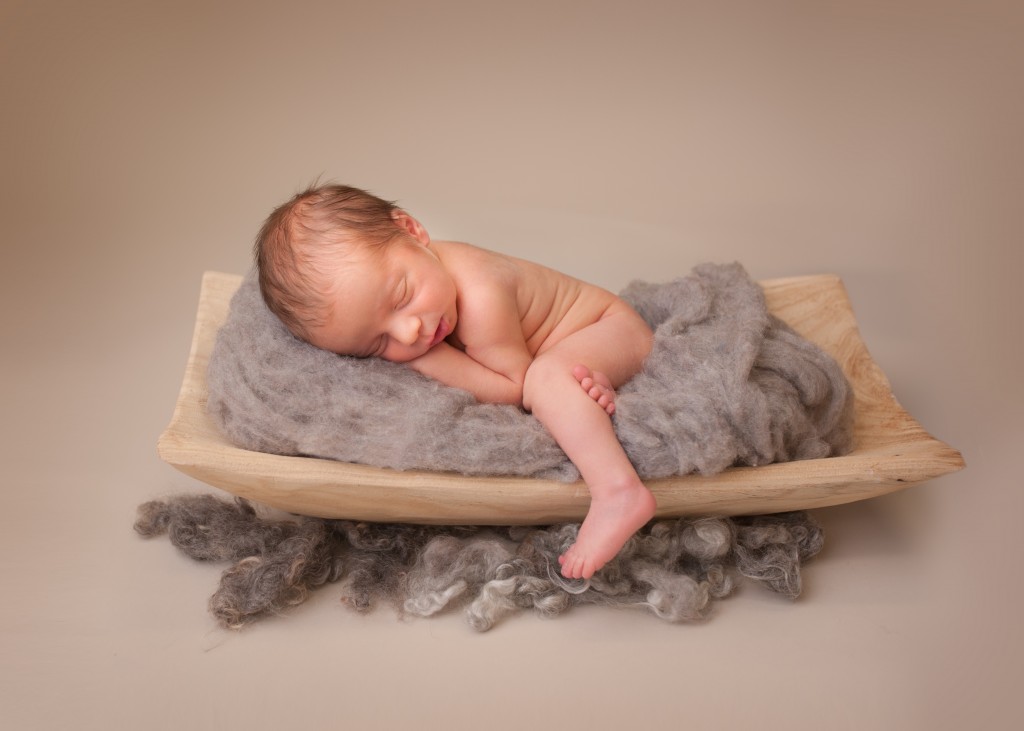 Saint John baby photographer baby laying on a rustic bowl