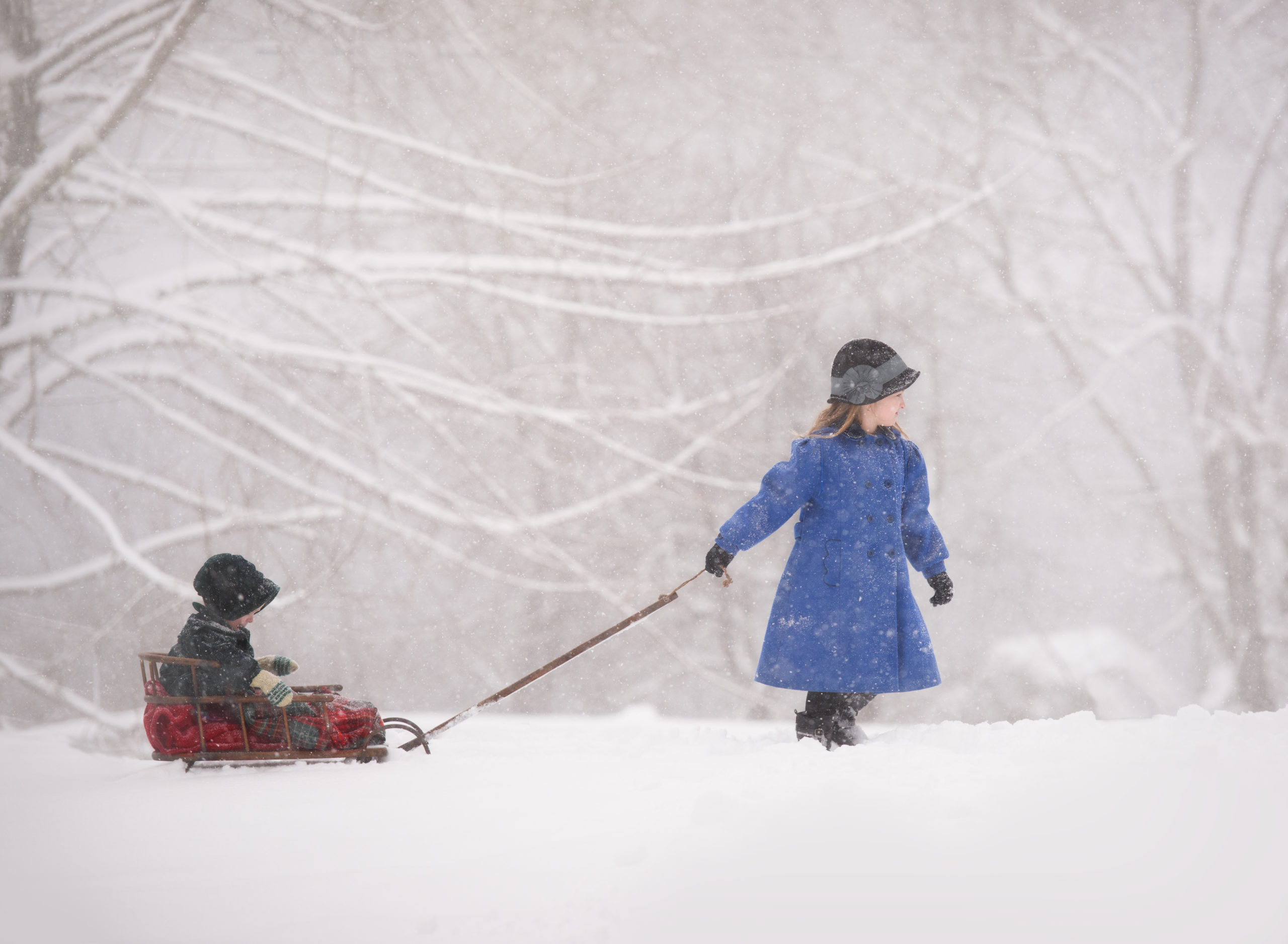 saint john photography girls walking in snow