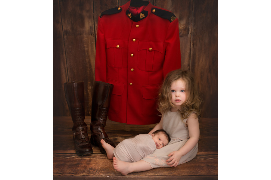 Saint John Photographer - RCMP uniform with baby girl and toddler