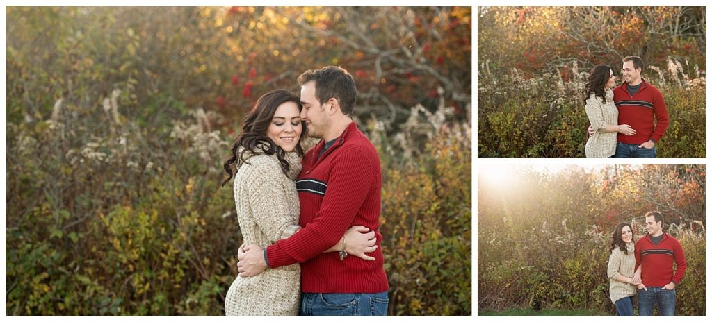 couple hugging in field