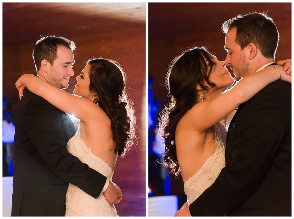 bride and groom sharing their first dance together at their wedding