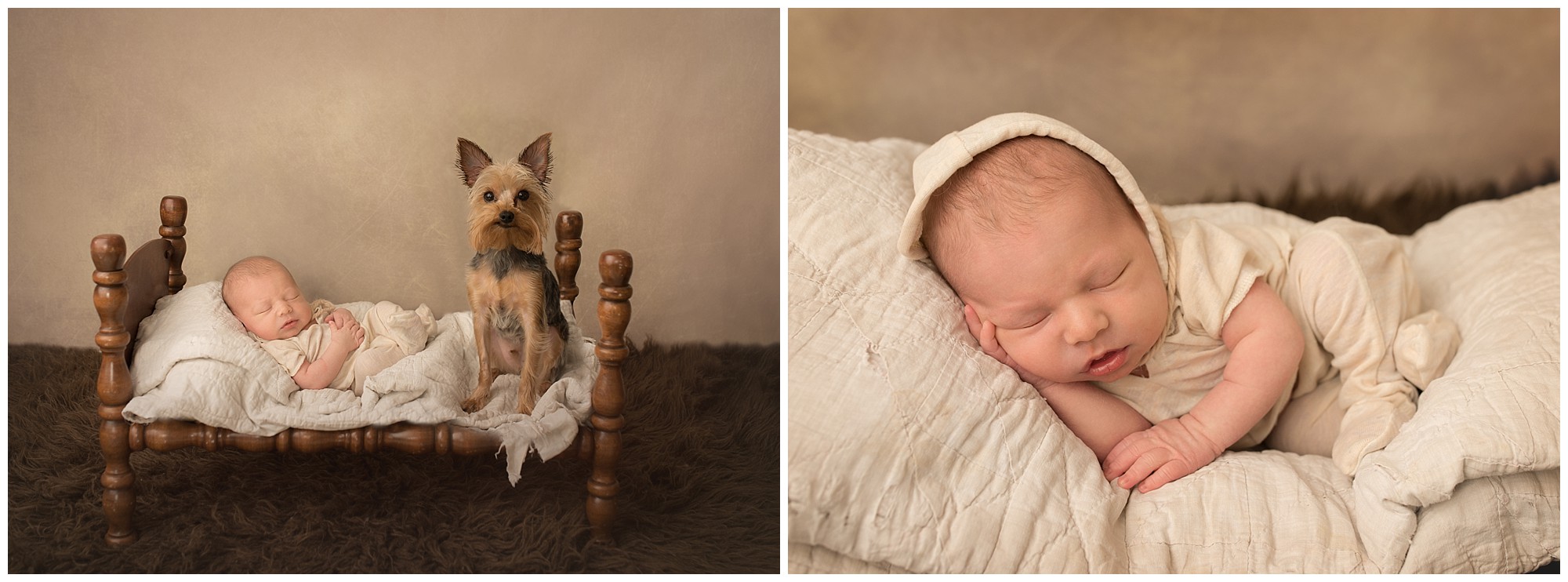 new baby sleeping with his puppy dog