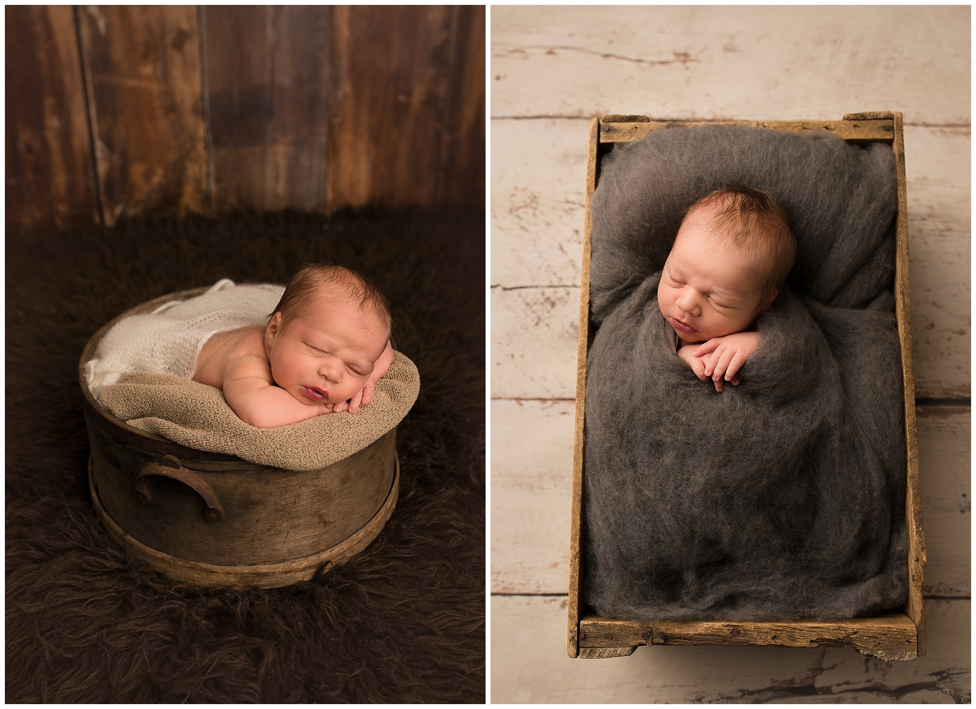 baby boys sleeping in vintage props