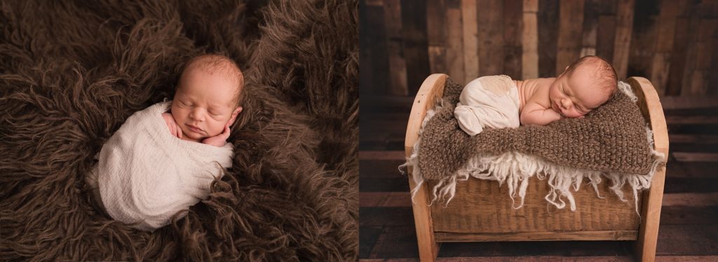 two pictures of a baby sleeping